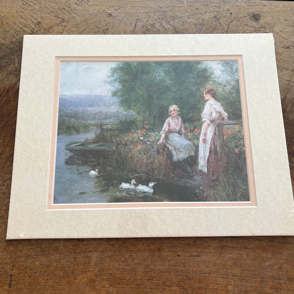 Henry John Yeend King Feeding the‎ Ducks 1989 Matted Lithograph Print 11x14